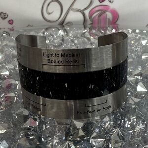 Thermometer wine bottle temp Stainless Steel Wine Cuff Bracelet - Black Accent
